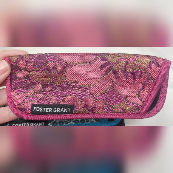 Foster Grant Reading Glasses Slim Lace Soft Sleeve Case Lot Of 3 Pink Teal Blue - Picture 3 of 10